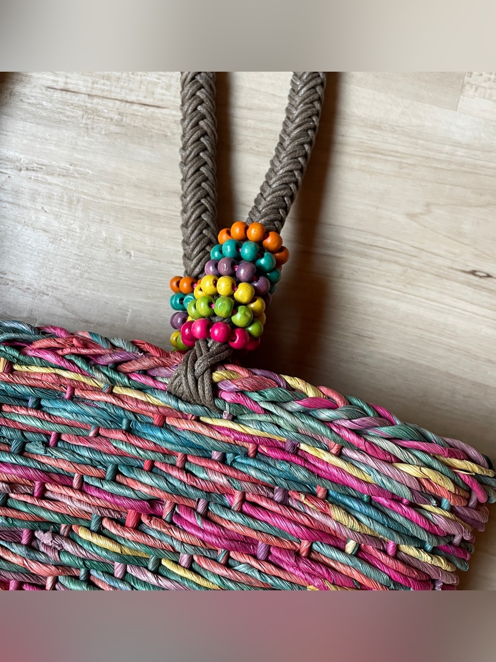 Cappelli Bright Pink Multicolor Woven Straw Tote Bag - Beach & Everyday - Picture 3 of 15